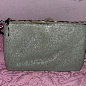 kate spade Pebbled Leather Zip Pouch - Light Gray